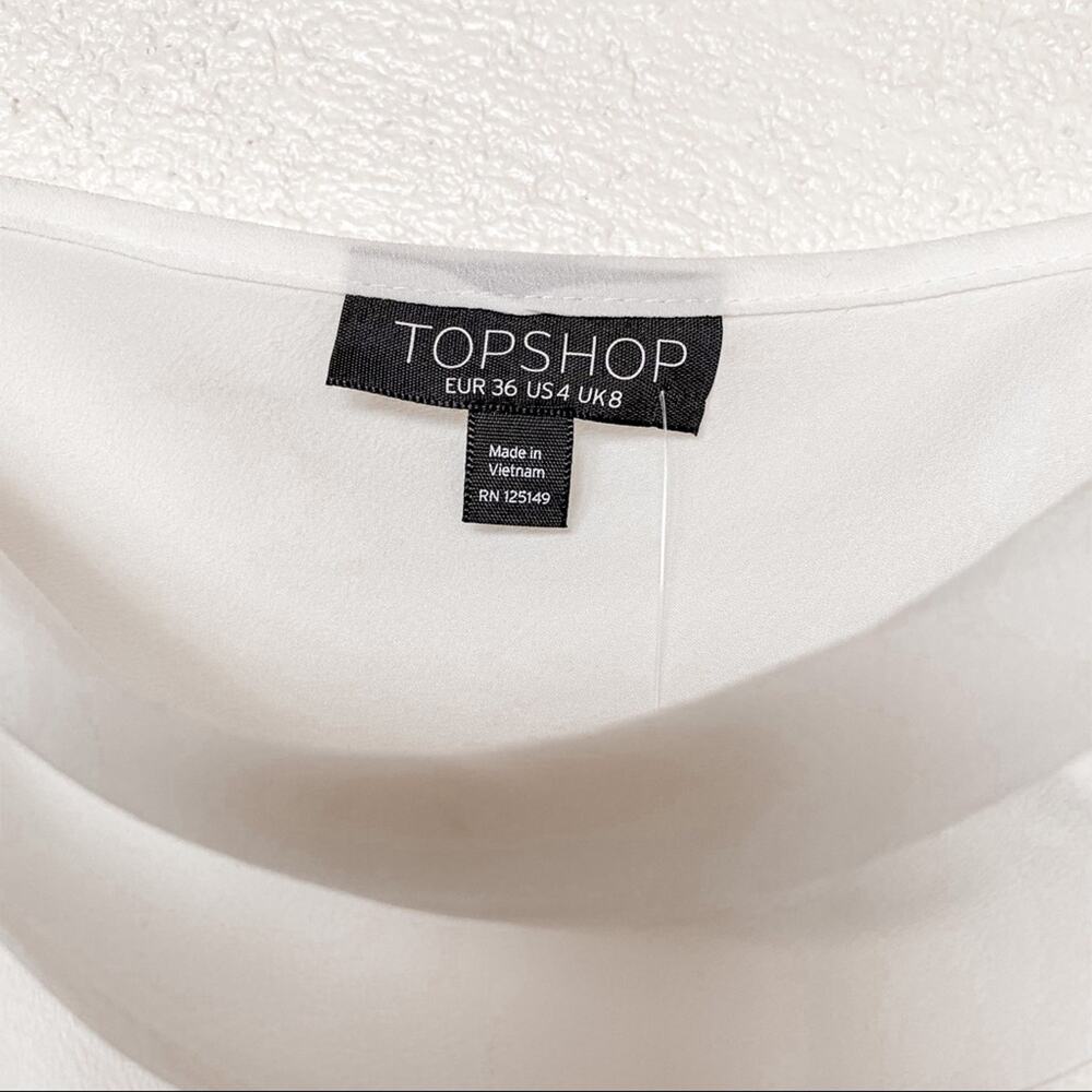 Topshop Sheer Cowl Neck Cami Top White Size 8 - Picture 4 of 8